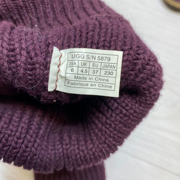 UGG Australia Argyle Knit Sweater Tall Boots Women\'s Size 6 Purple Knee High